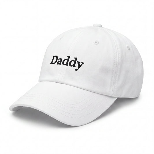 Daddy embroidered white baseball cap - No Hat No Play